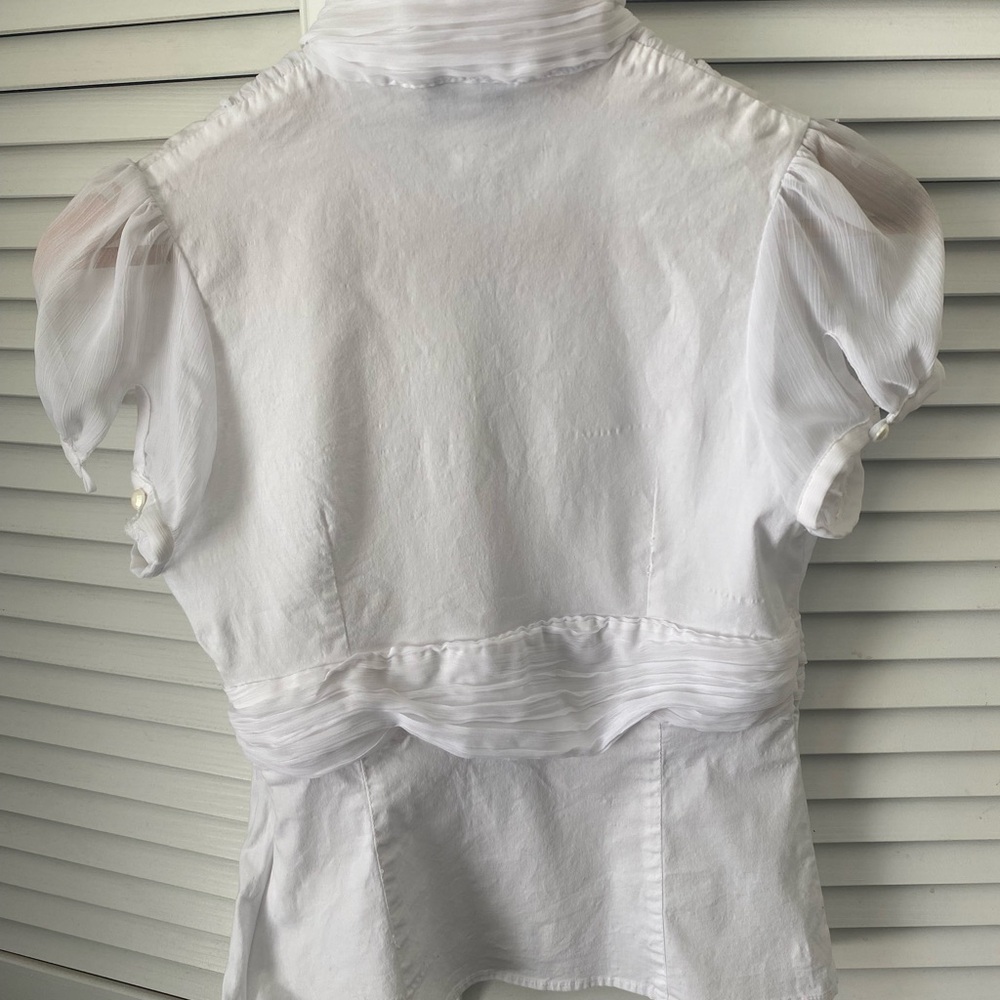 White Ruffled Short-Sleeve Blouse - Picture 5 of 6